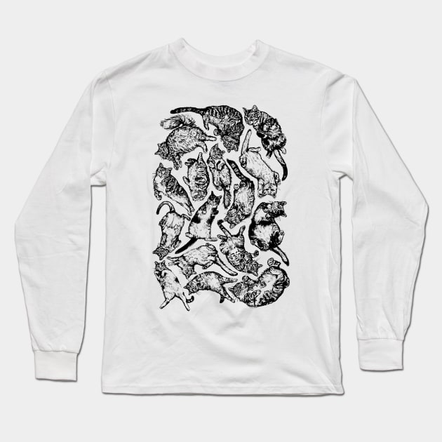 'Bellys Up' Fat Cat Jigsaw Long Sleeve T-Shirt by Tasmin Bassett Art